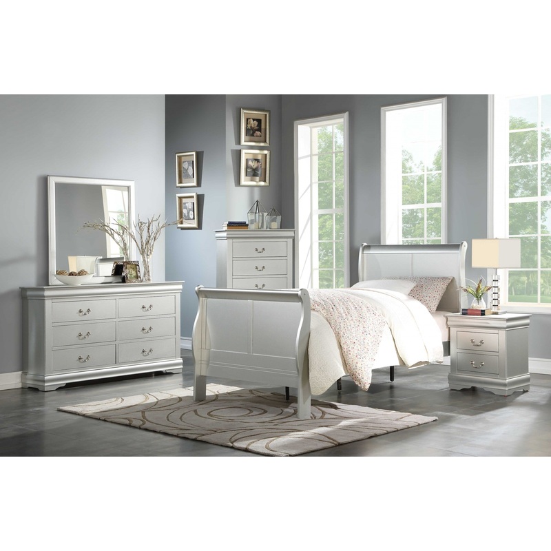 Platinum Wood Twin Bed By Homeroots - 347107