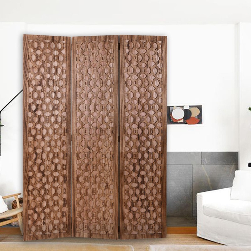 Stunning Carved Brown Wood Room Divider Screen By Homeroots