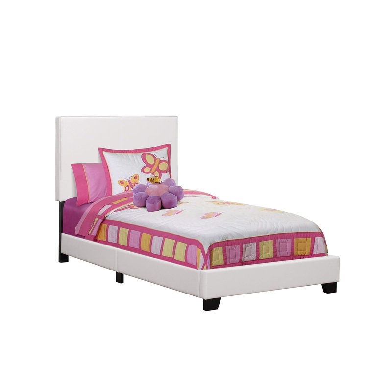 White Foam Solid Wood Leather Look Twin Size Bed By Homeroots