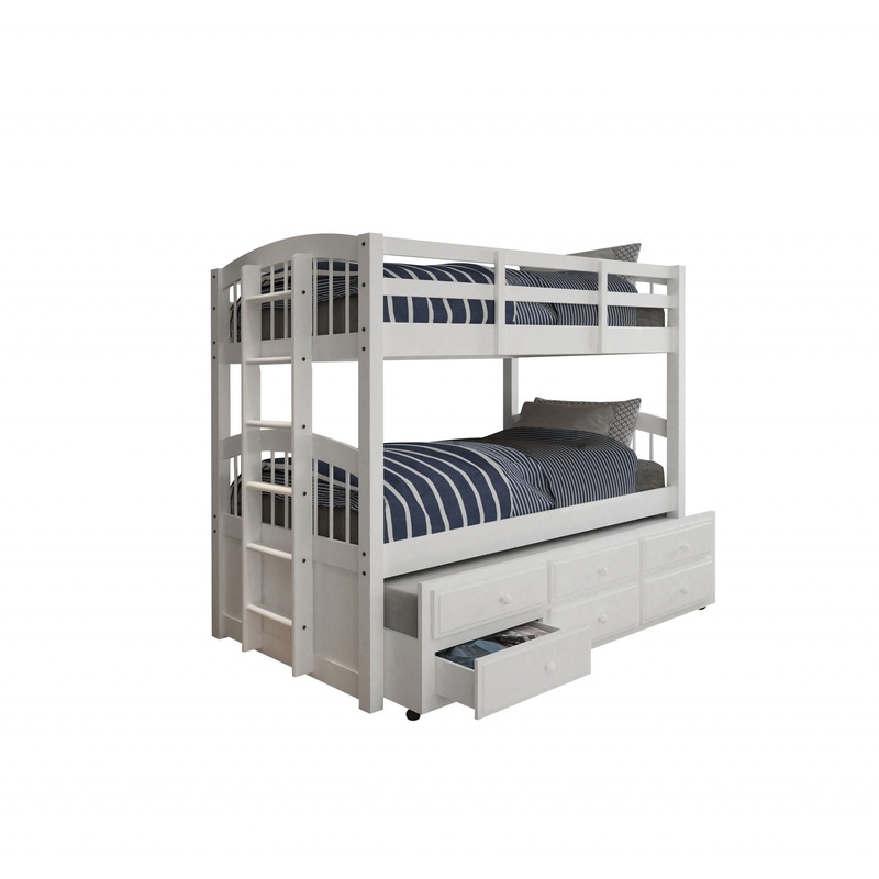 White Twin Bunk Bed Trundle With 3 Drawer By Homeroots