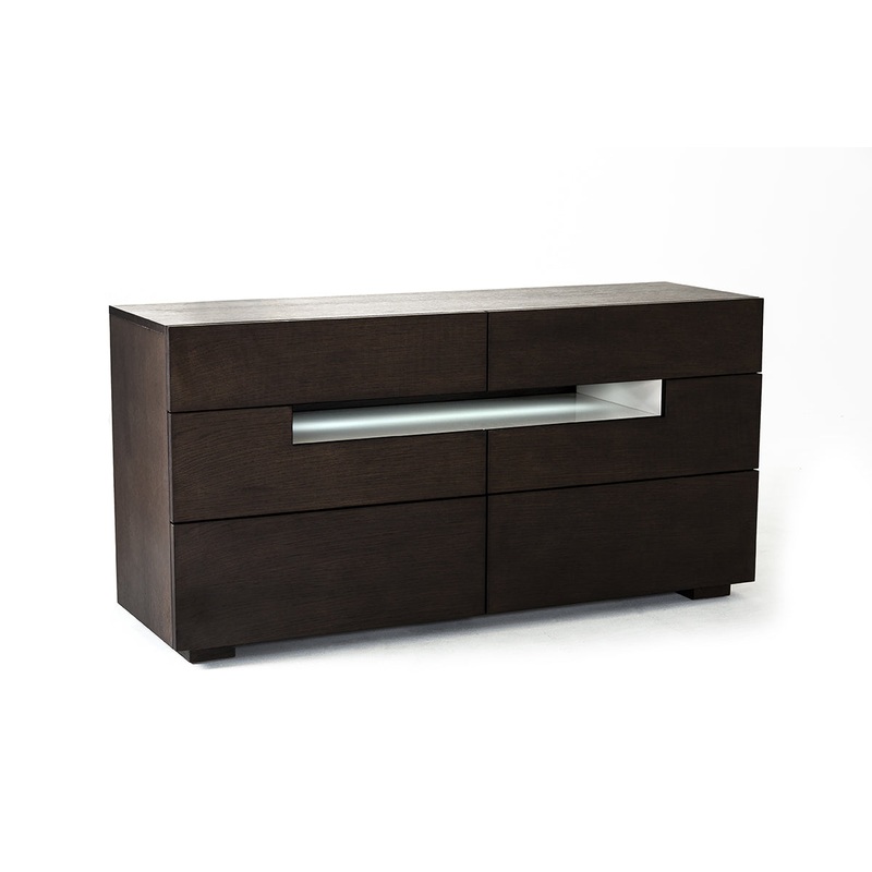 28' Brown Oak And Grey Mdf Dresser With Led Lights By Homeroots