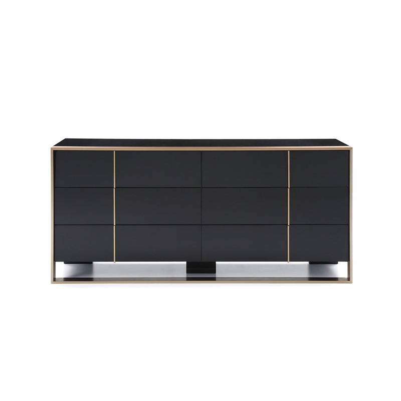 29' Black And Brushed Bronze Dresser By Homeroots