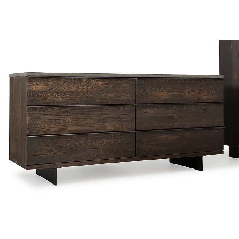 30' Dark Aged Oak Wood And Metal Dresser By Homeroots