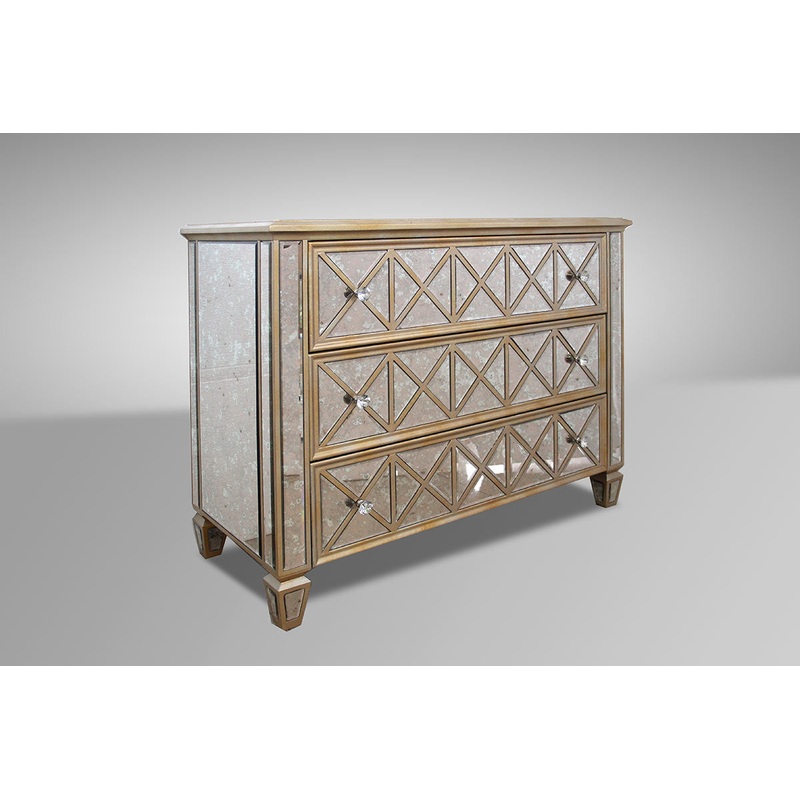 34' Mirrored Glass And Mdf Dresser With 3 Drawers By Homeroots