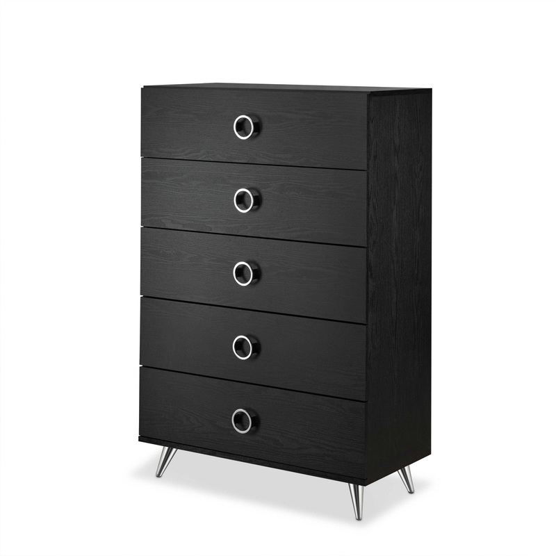 Black And Chrome Particle Board Chest By Homeroots