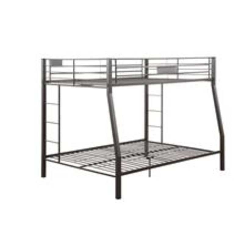Black Metal Finish Twin Over Full Bunk With Side Ladders By Homeroots