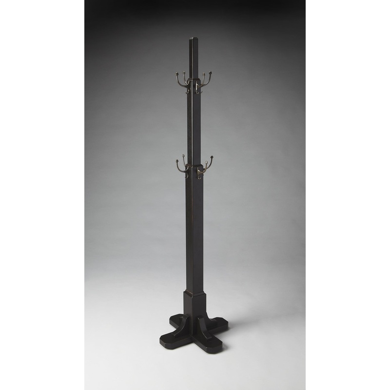 Black Solid Hardwood Coat Tree Rack By Homeroots