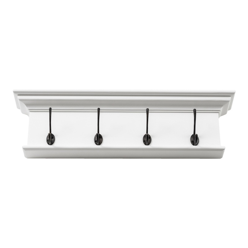 Classic White Four Hook Hanging Coat Rack By Homeroots
