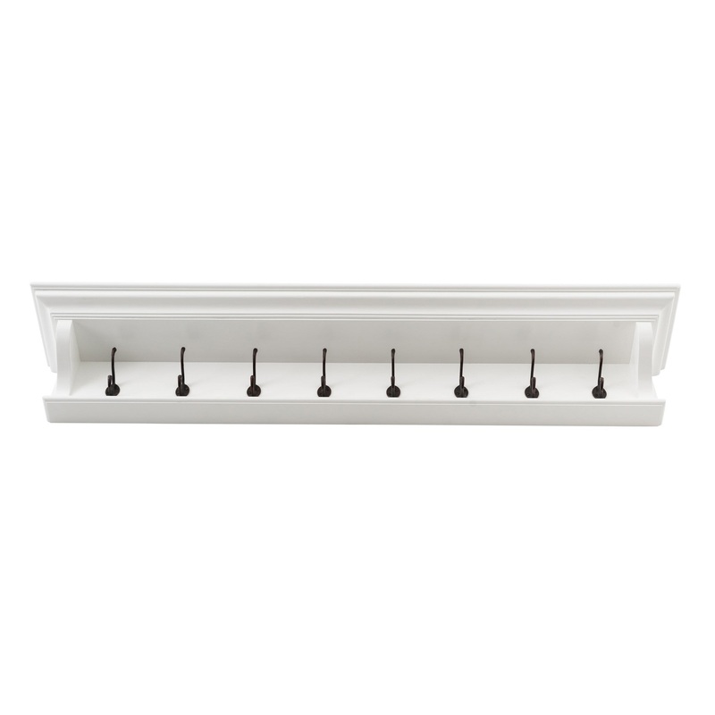 Classic White Wood Wide Eight Hook Coat Rack By Homeroots