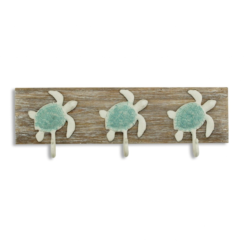 Coastal Sea Turtle Three Hook Coat Hanger By Homeroots