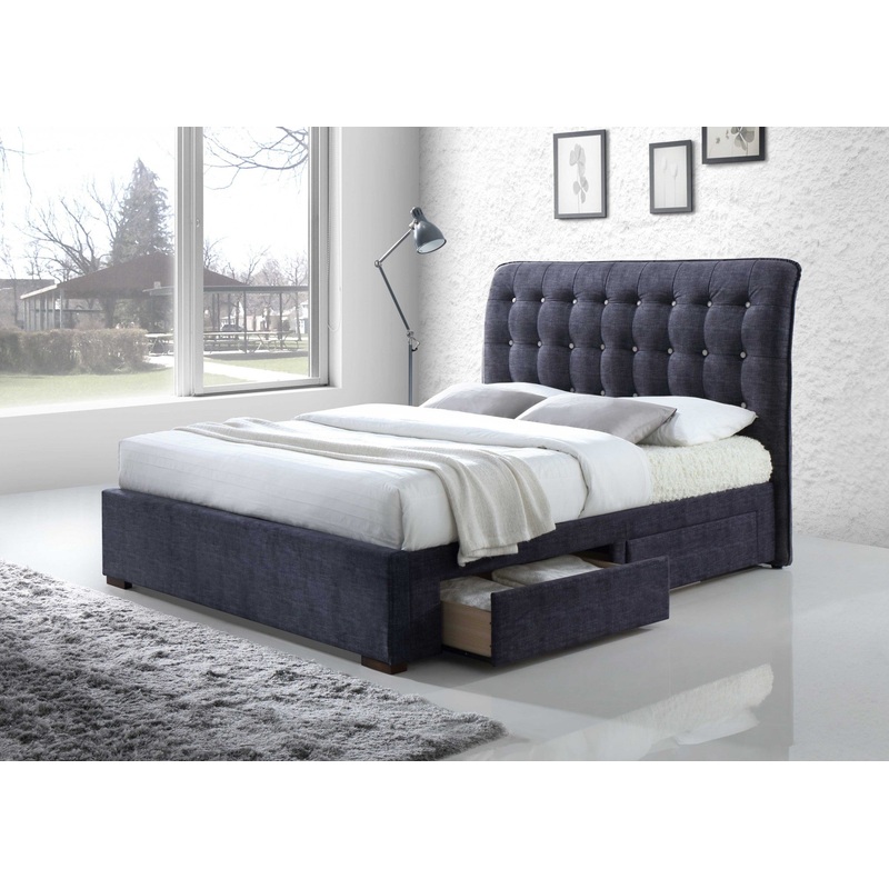 Dark Gray Fabric Queen Bed With Storage By Homeroots