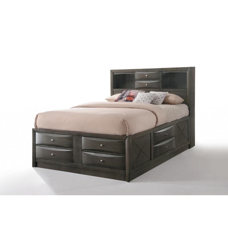 Eastern King Gray Oak Storage Bed By Homeroots