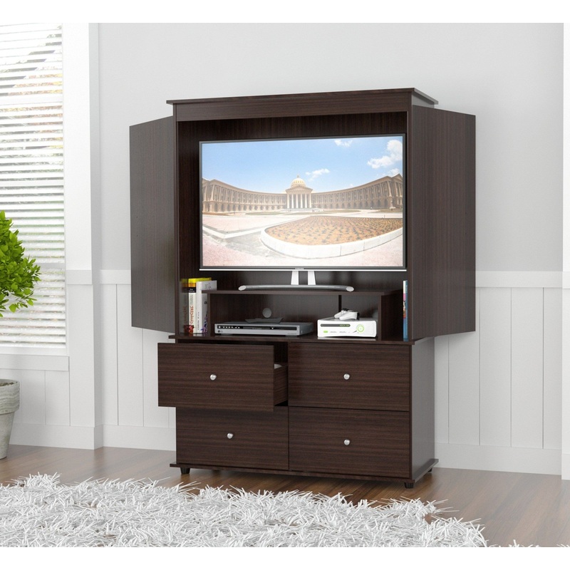 Espresso Finish Wood Four Drawer Armoire Dresser By Homeroots