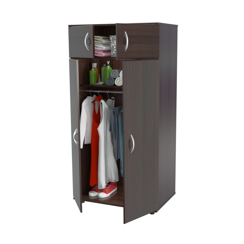 Espresso Finish Wood Wardrobe With Four Doors By Homeroots