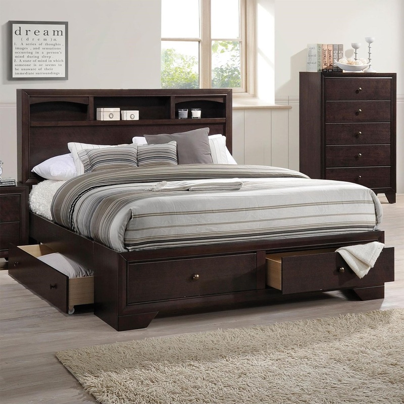 Espresso Rubber Wood Queen Storage Bed By Homeroots