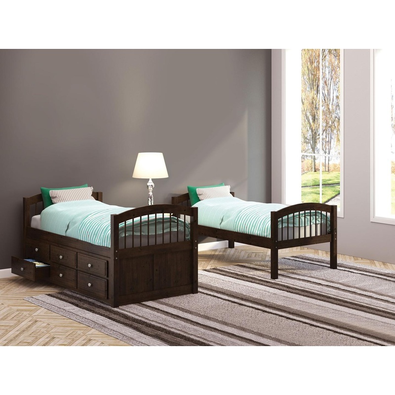 Espresso Twin Over Twin Bunk Bed And Trundle With 3 Drawer By Homeroots