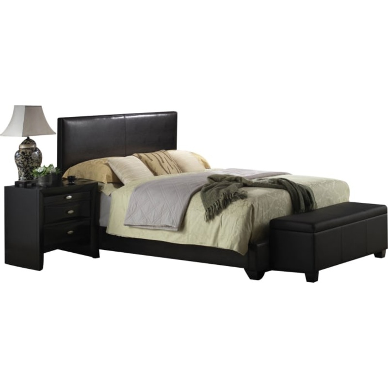 Full Black Pu Panel Bed By Homeroots