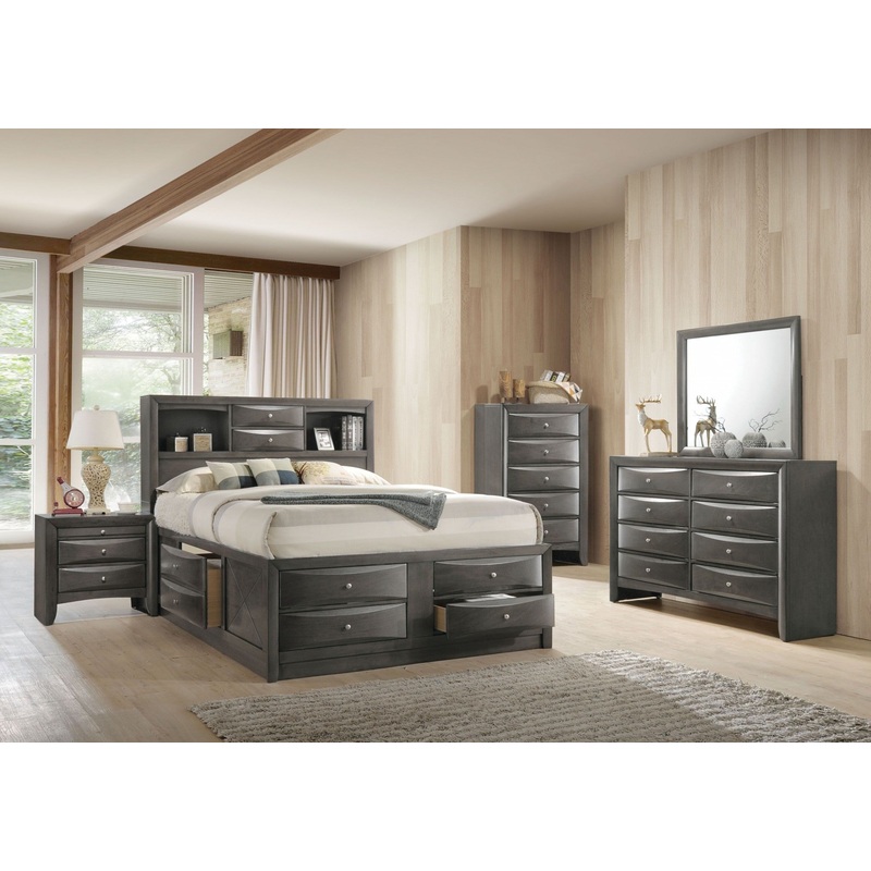 Gray Oak Rubber Wood Full Storage Bed By Homeroots