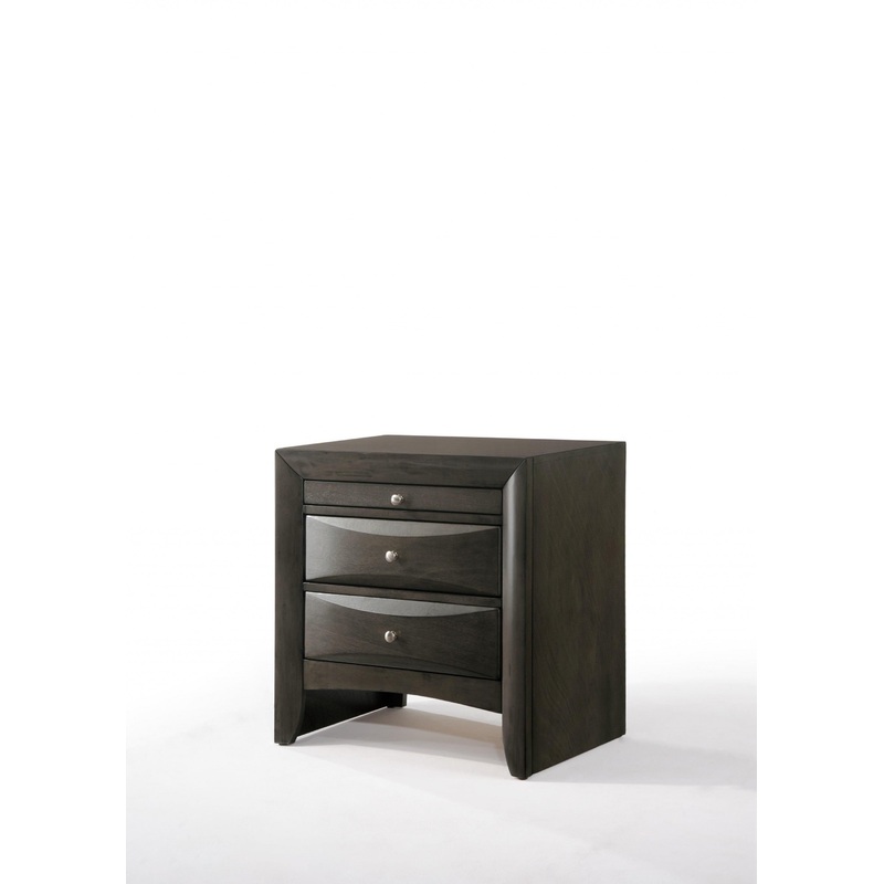 Gray Oak Rubber Wood Nightstand By Homeroots
