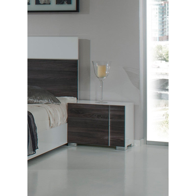 Italian Modern White & Grey Right Nightstand By Homeroots