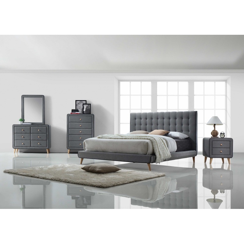 Light Gray Fabric King Bed By Homeroots