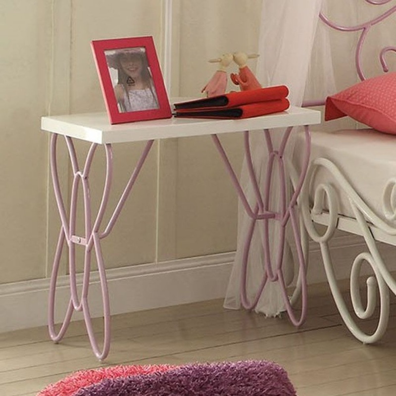 Lilac And White Butterfly Nightstand By Homeroots
