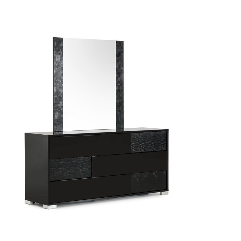 Modern Black Crocodile Finish 3 Drawer Dresser By Homeroots