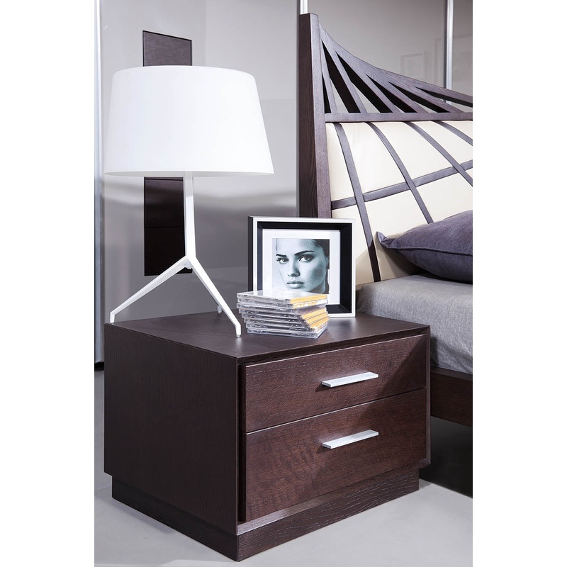 Modern Brown Oak Finish Two Drawer Nightstand By Homeroots
