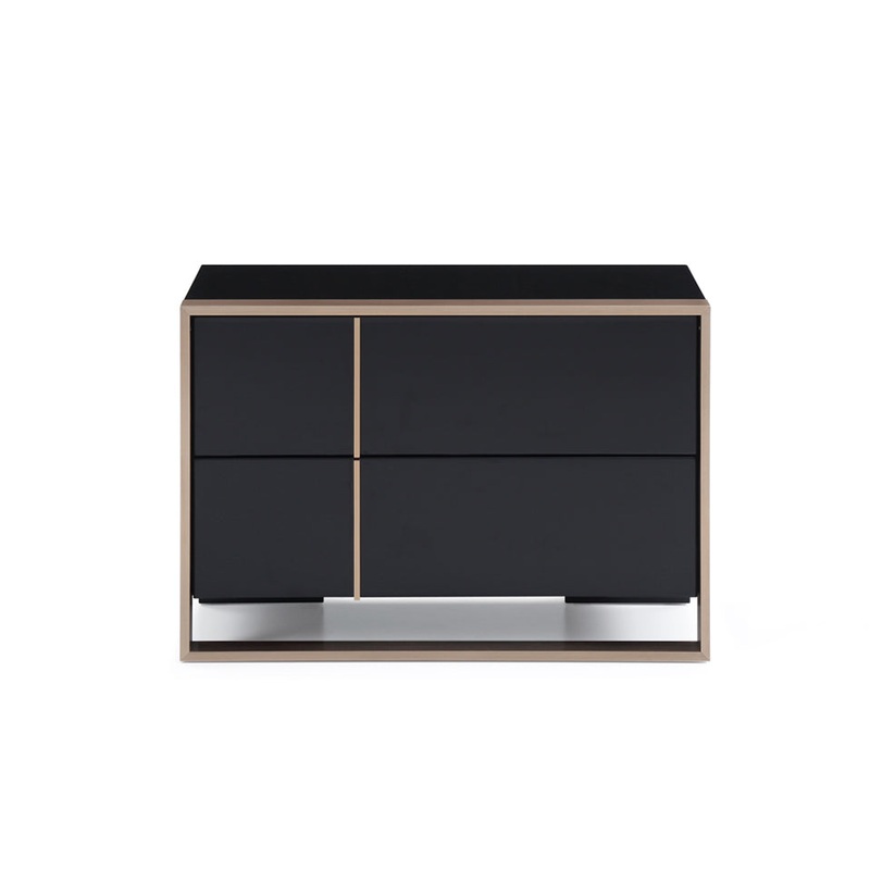 Modern Brushed Black And Bronze Nightstand By Homeroots
