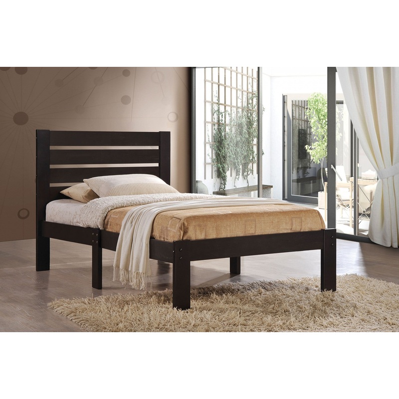 Popular Espresso Twin Size Slat Wood Bed By Homeroots
