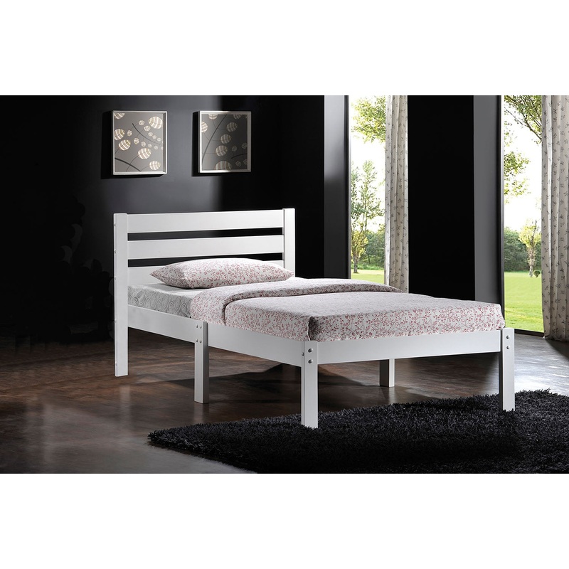 Popular White Twin Size Wood Slat Bed By Homeroots
