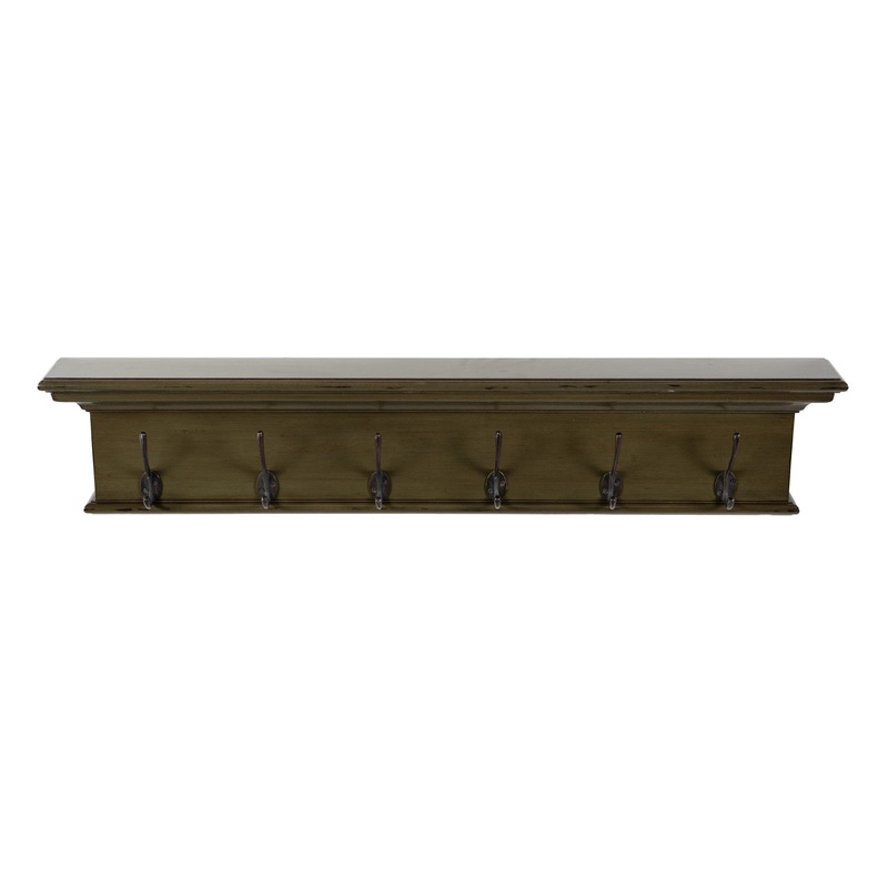 Rustic Antiqued Green Six Hook Hanging Coat Rack By Homeroots