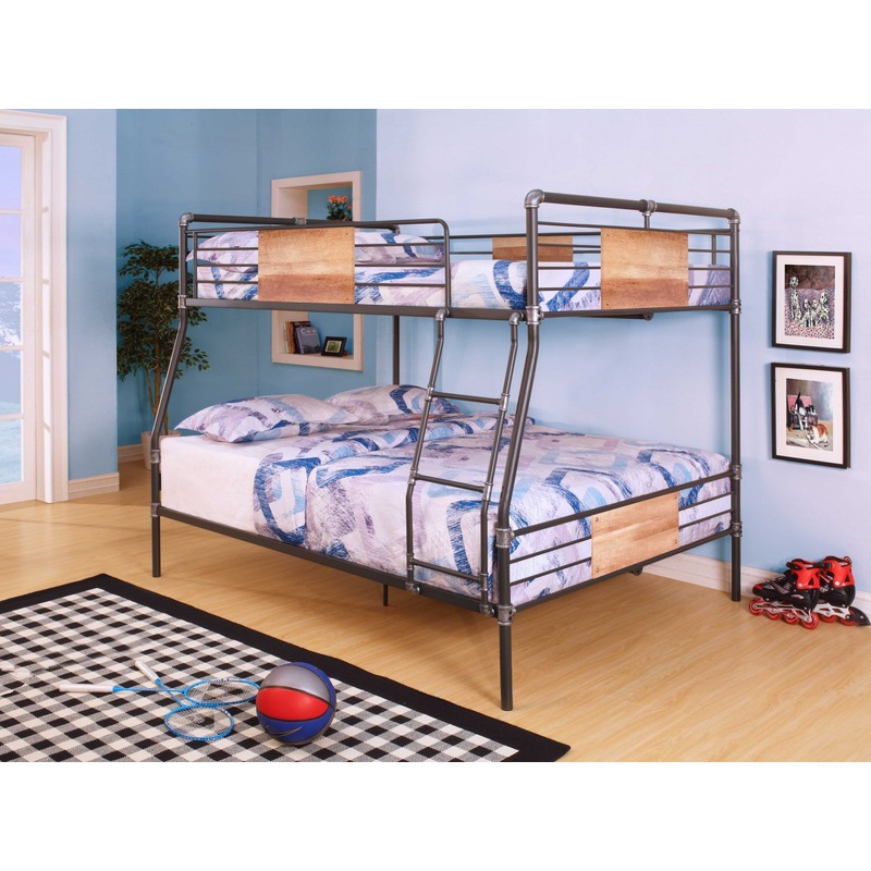 Sandy Black Dark Bronze Handbrushed Full Xl Over Queen Bunk Bed By Homeroots - 286144