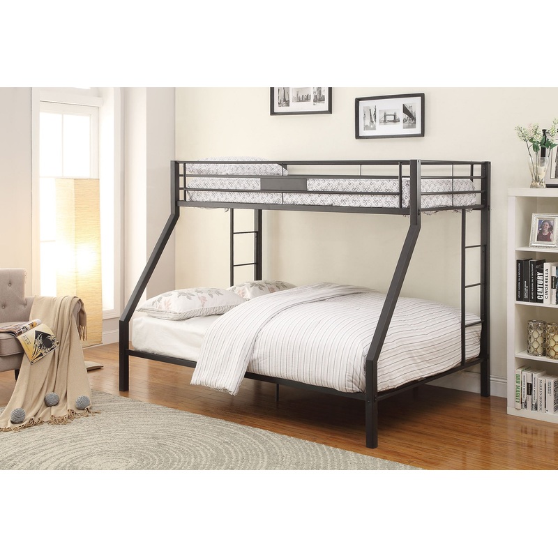 Sandy Black Metal Twin Xl Over Queen Bunk Bed By Homeroots
