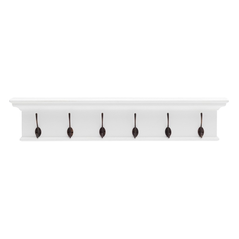 Traditional Classic White Wood Six Hook Hanging Coat Rack By Homeroots