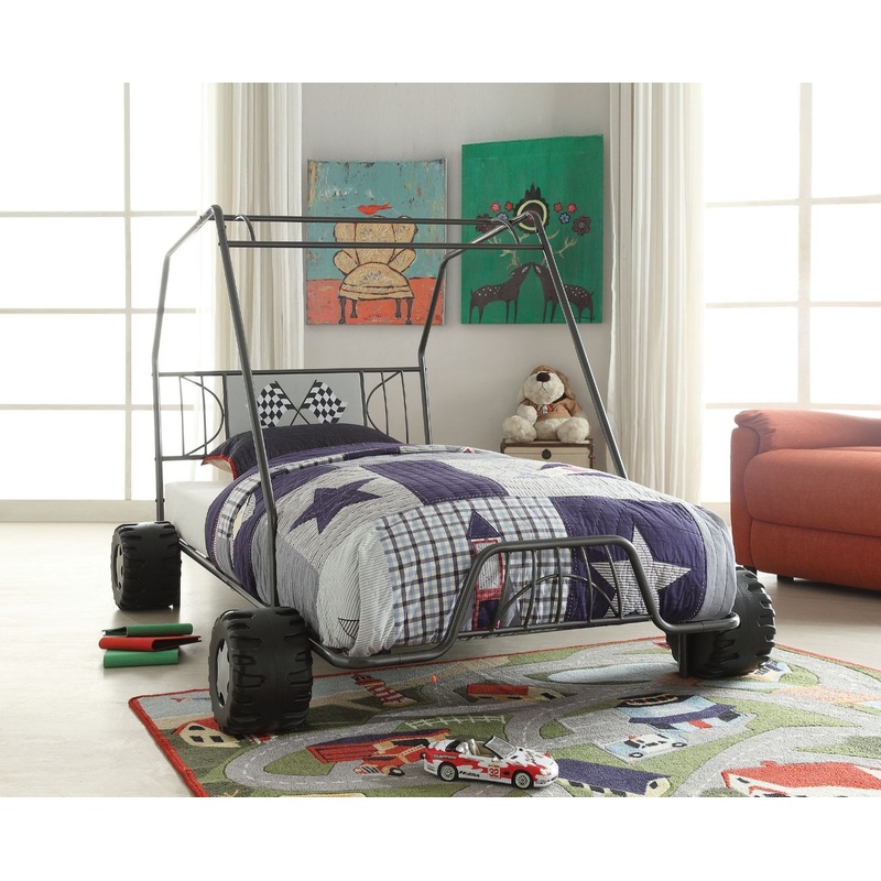 Twin Gunmetal Go Kart Bed By Homeroots