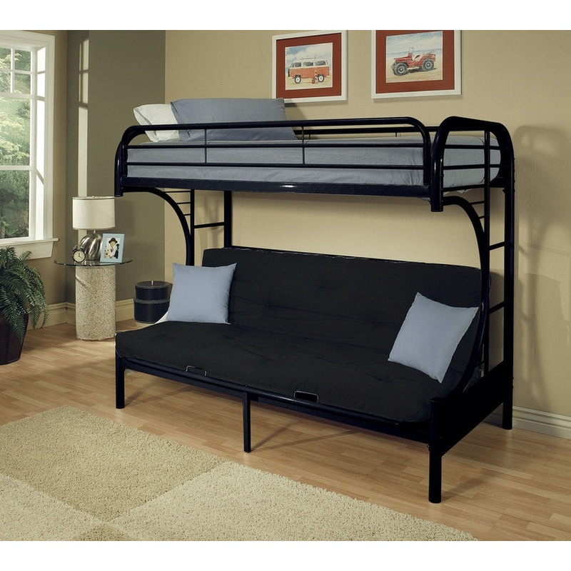 Twin Over Full Black Metal Tube Futon Bunk Bed By Homeroots