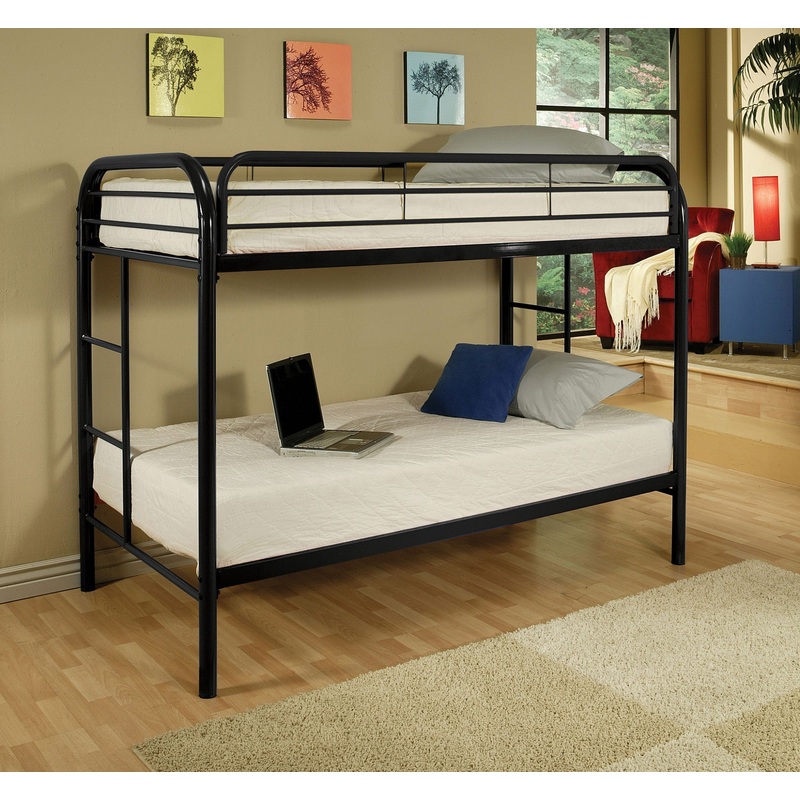Twin Over Twin Black Metal Tube Bunk Bed By Homeroots