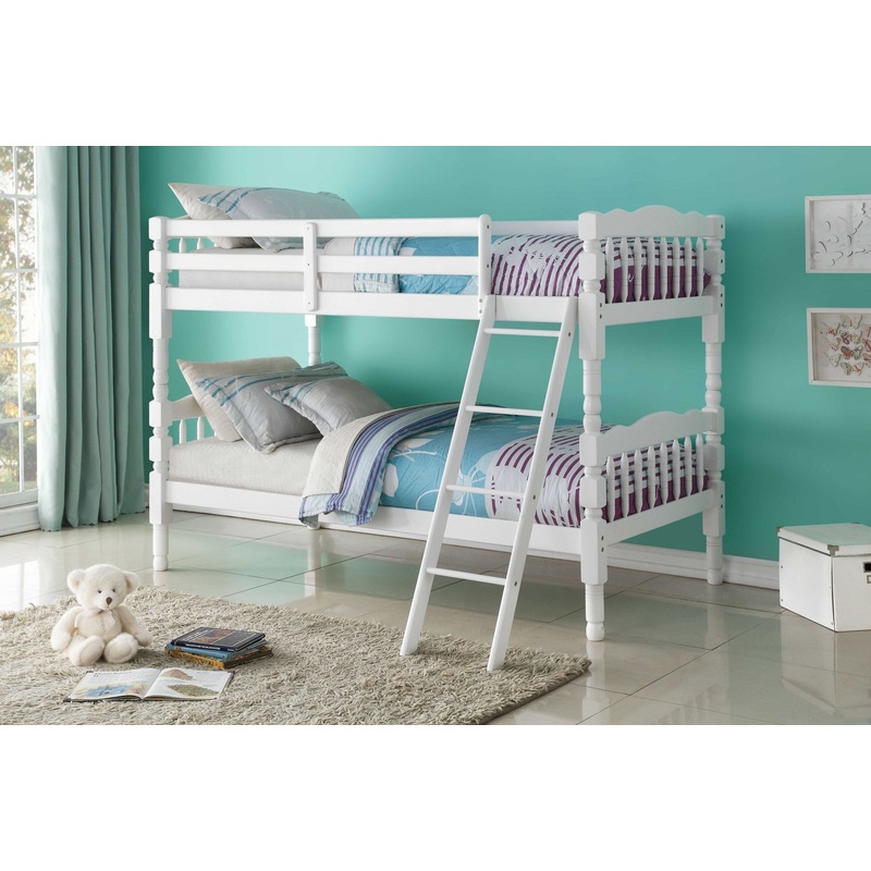 Twin Over Twin White Pine Wood Bunk Bed By Homeroots