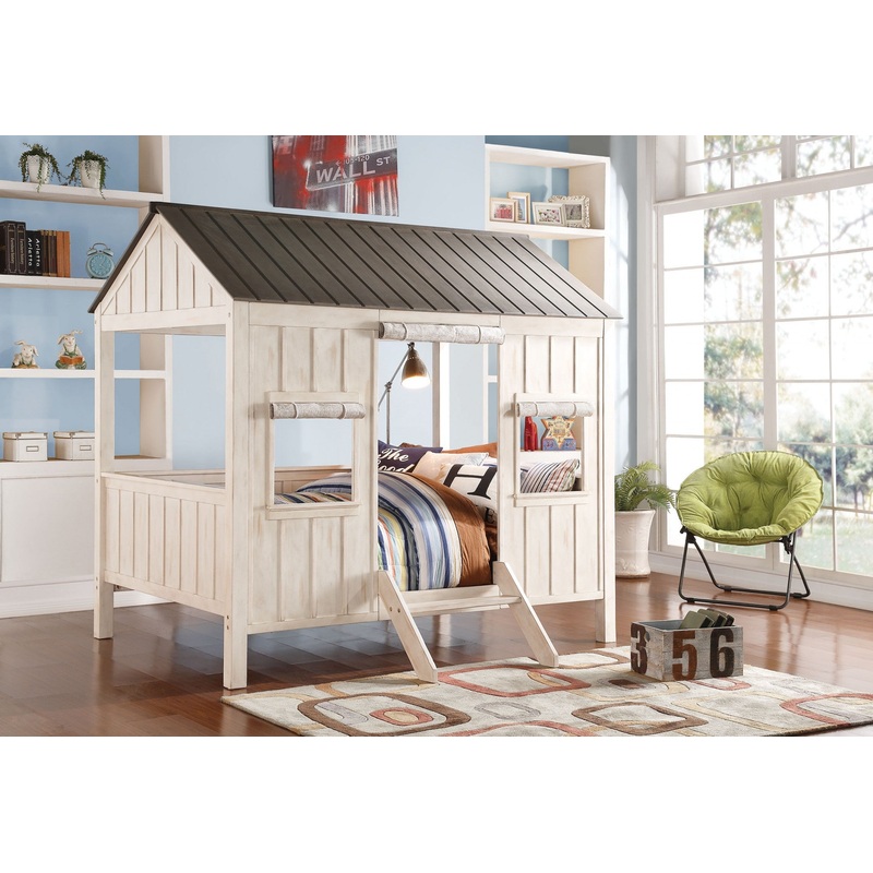 Weathered White And Washed Gray Cottage Full Bed By Homeroots