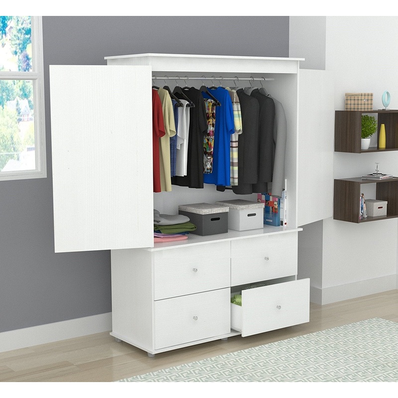 White Finish Wood Four Drawer Armoire Dresser By Homeroots
