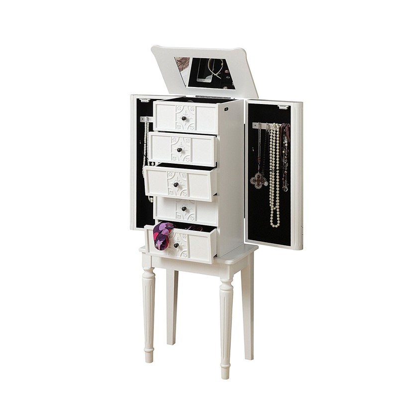White Mirror Jewelry Armoire By Homeroots