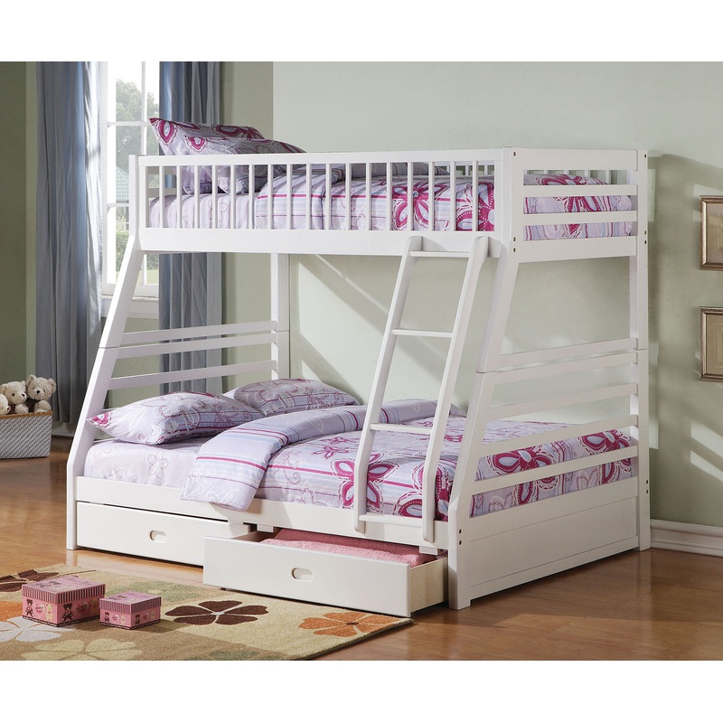 White Pine Wood Twin Over Full Bunk Bed By Homeroots