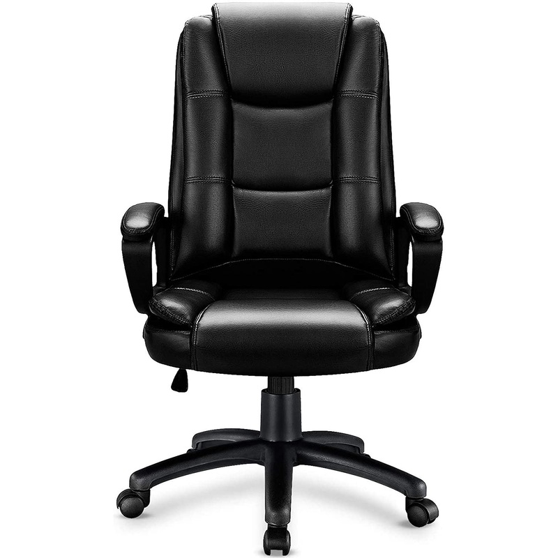 Black Leather Executive Chair with Lumbar Support By Homeroots