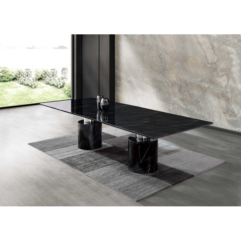 Black Marble Stainless Steel Dining Table By Homeroots