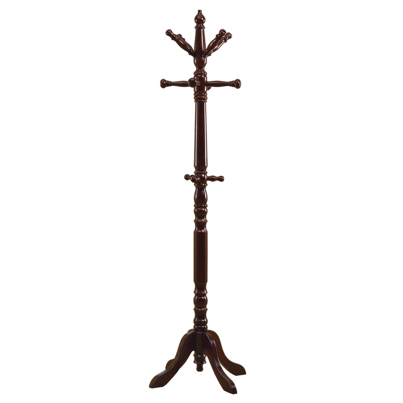 Cherry Solid Wood Finish Coat Rack with Triple Tiered Coat Stand By Homeroots
