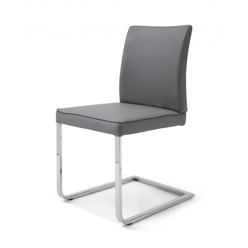 Gray Faux Leather And Chrome Dining Chair By Homeroots