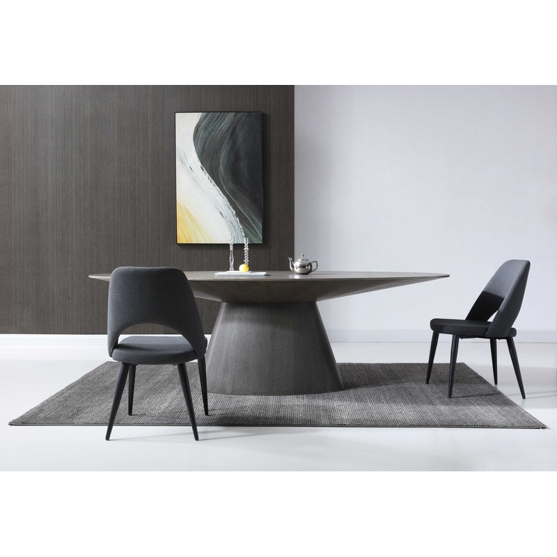 Gray Oak Veneer Oval Dining Table By Homeroots