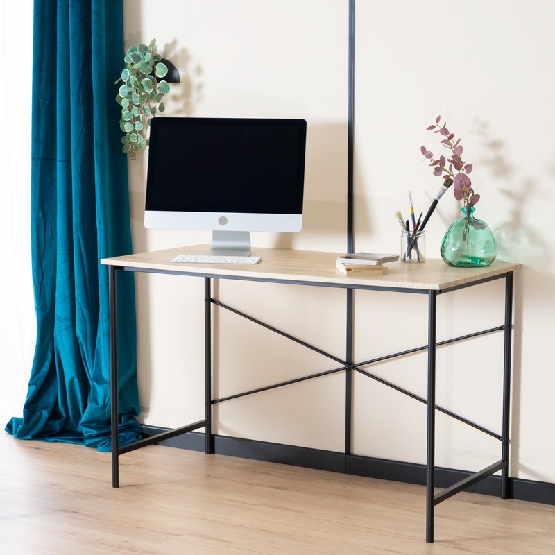 Modern Geo Oak Finish Work and Study Computer Table By Homeroots