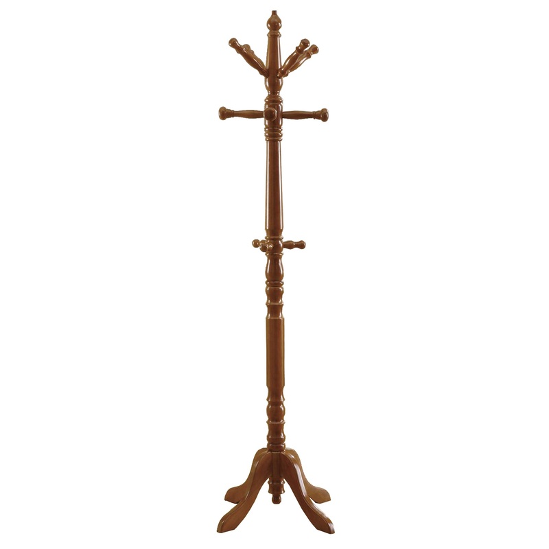Oak Finish Coat Rack with Triple Tiered Coat Stand By Homeroots